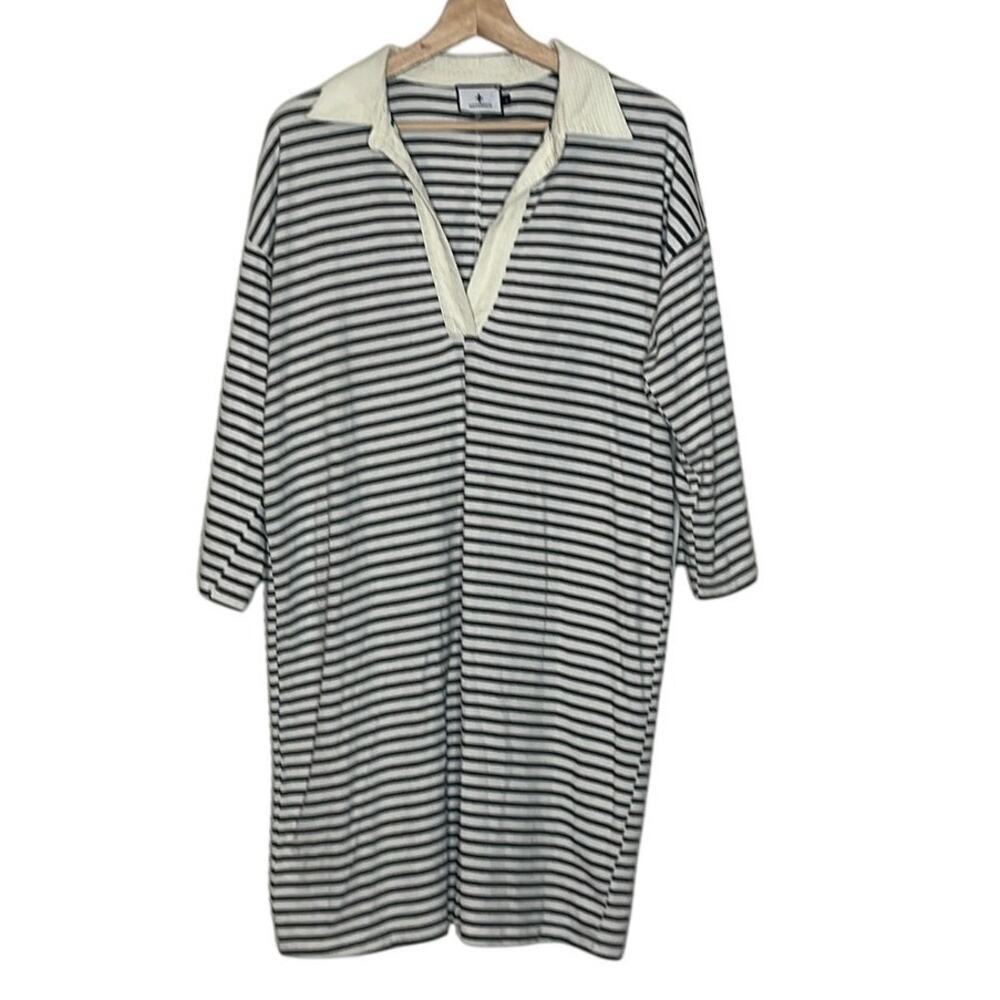 Tuckernuck‎ Ashton Knit Polo Dress Off White  Navy Striped Size L